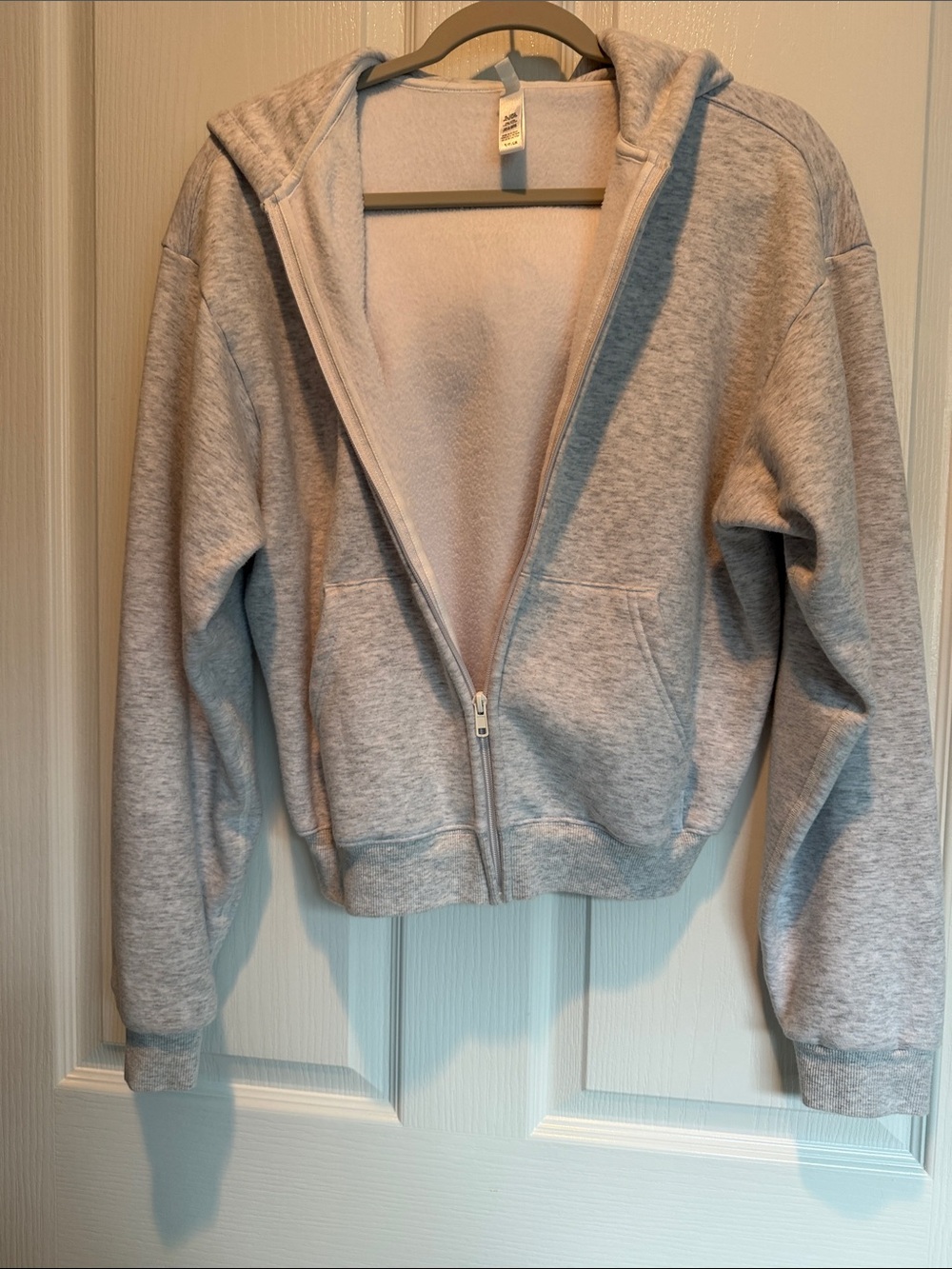 SKIMS Heather Gray Fleece-Lined Zip Hoodie